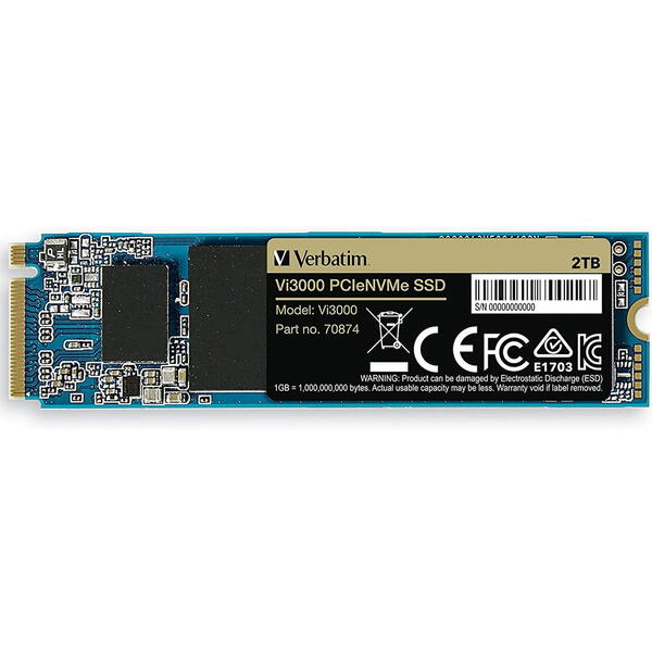 Solid State Drive (SSD) Verbatim Vi3000, 2TB, PCIe Gen.3 NVMe, M.2
