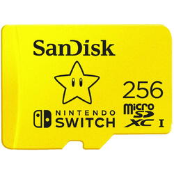 Card de memorie SanDisk micro SDXC pentru Nitendo Switch, 256 GB, U3, Class 10, 100 Mb/s
