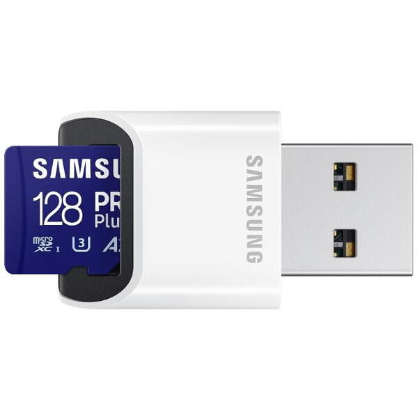 Card memorie Samsung, microSD PRO Plus MB-MD128SB/WW 128GB + cititor