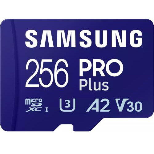 Memory Card microSDXC Samsung PRO Plus MB-MD256SA/EU 256GB, Class 10, UHS-I U3, V30, A2 + Adaptor SD
