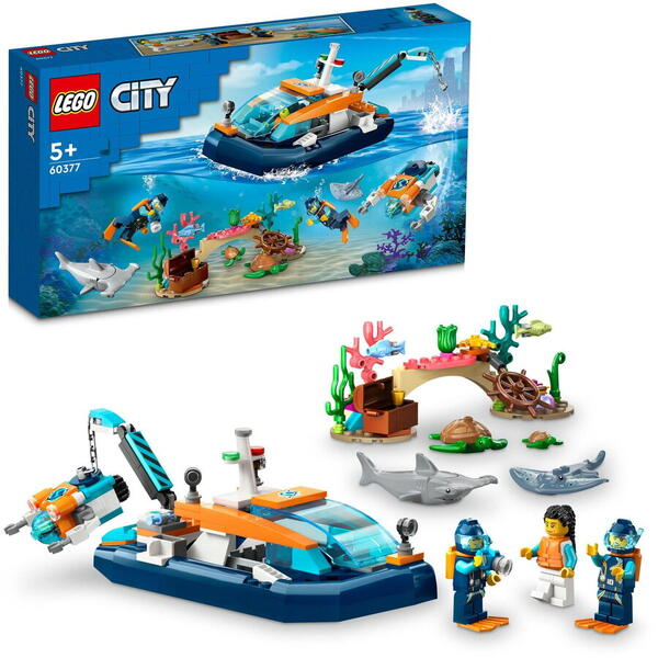 LEGO® City - Barca pentru scufundari de explorare 60377, 182 piese