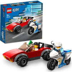 LEGO® City - Politist pe motocicleta in urmarirea unei masini 60392, 59 piese