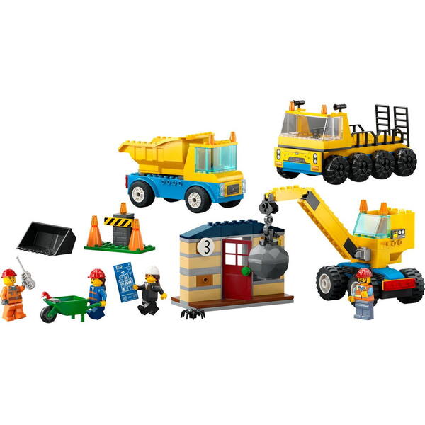 LEGO® City - Camioane de constructie si macara cu bila pentru demolari 60391, 235 piese