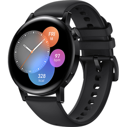 Smartwatch Huawei Watch GT 3 Active, Display AMOLED 1.43", 32MB RAM, 4GB Flash, Bluetooth, GPS, Carcasa Otel, Bratara Fluoroelastomer , Rezistent la apa, Android/iOS, Negru