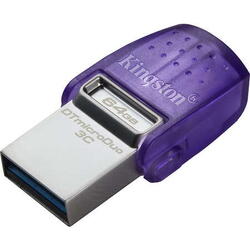 Memorie USB Kingston DataTraveler microDuo 3C G3, 64GB, USB-C 3.0, USB-A 3.0, Mov
