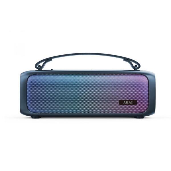Boxa portabila Akai ABTS-08-BL, 8 W, Lumini RGB, FM Radio, Bluetooth, Albastru