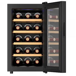 Racitor pentru vin Samus SRV50LM15, 48 L, Capacitate 15 sticle, Clasa energetica F, Mod racire termoelectric, Afisaj electronic, H 65.2 cm, Negru