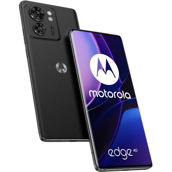 Telefon mobil Motorola Edge 40, Dual SIM, 8GB RAM, 256GB, 5G, Leather Eclipse Negru