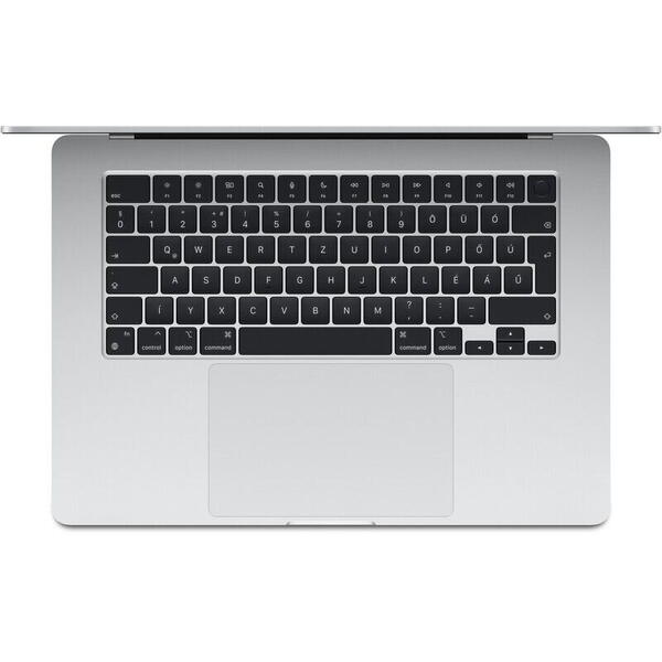 Laptop Apple MacBook Air 15" cu procesor Apple M2, 8 nuclee CPU si 10 nuclee GPU, 8GB, 512GB SSD, Silver, INT KB