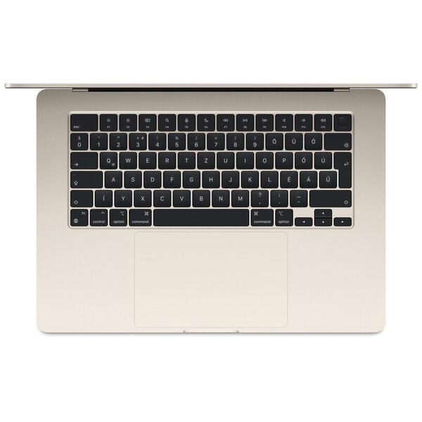 Laptop Apple MacBook Air 15" cu procesor Apple M2, 8 nuclee CPU si 10 nuclee GPU, 8GB, 512GB SSD, Starlight, INT KB