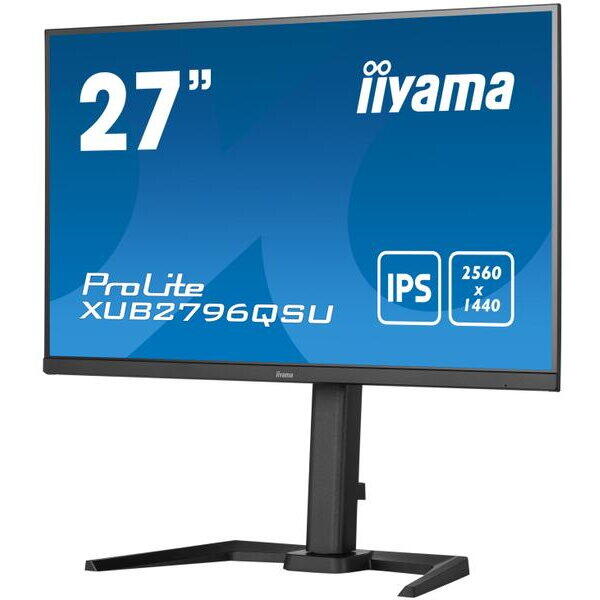 Monitor IPS LED iiyama ProLite 27" XUB2796QSU-B5, QHD (2560 x 1440), HDMI, DisplayPort, AMD FreeSync, Pivot, Boxe, Negru