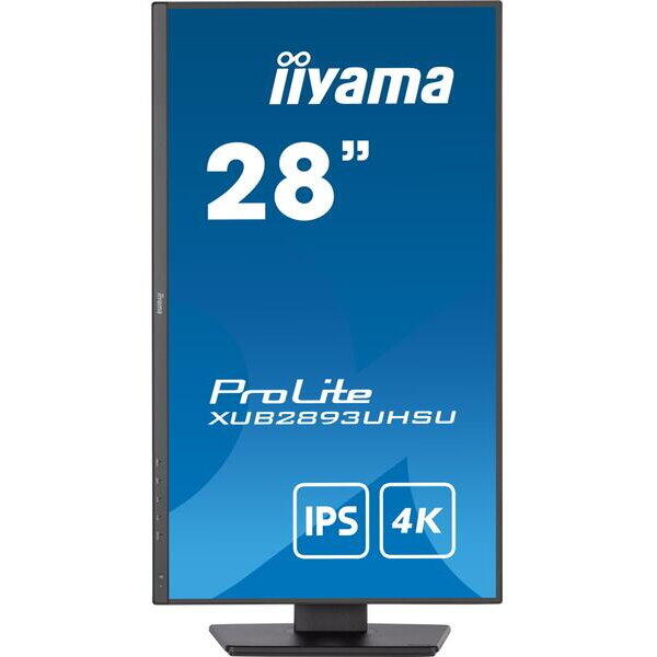 Monitor IPS LED iiyama 28" XUB2893UHSU-B5, Ultra HD (3840 x 2160), HDMI, DisplayPort, Pivot, Boxe, Negru