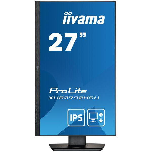 Monitor IPS LED iiyama ProLite 27" XUB2792HSU-B5, Full HD (1920 x 1080), HDMI, DisplayPort, Pivot, Boxe, Negru