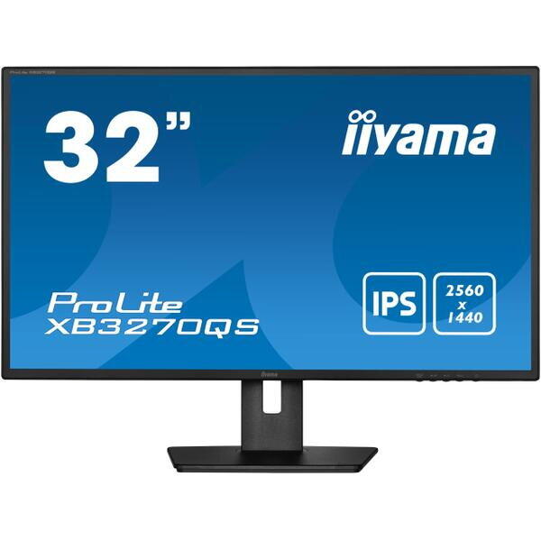 Monitor IPS LED iiyama PROLITE 31.5" XB3270QS-B5, QHD (2560 x 1440), DVI, HDMI, DisplayPort, AMD FreeSync, Boxe, Negru