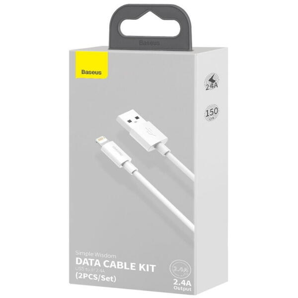 Cablu Date Si Incarcare USB-A - Lightning Baseus, 18W, 1.5m, Alb