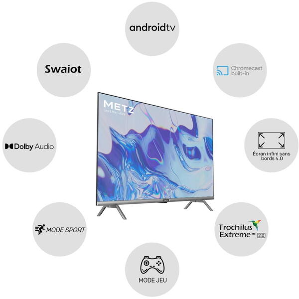 Televizor LED METZ 40MTC6100Z, 101 cm, LED Smart TV, Android, Full HD, Negru