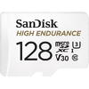 Card de memorie SanDisk micro SD High Endurance Video 128 GB, Class 10, V30, UHS-I U3 + adaptor