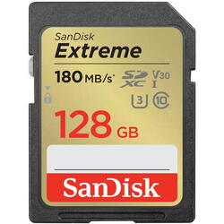 Card de memorie SanDisk Extreme 128GB SDXC pana la 180MB/s & 90MB/s Read/Write speeds, UHS-I, Class 10, U3, V30