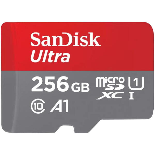 Card microSDXC SanDisk Ultra, 256GB, clasa 10, UHS-I, SD Adapter