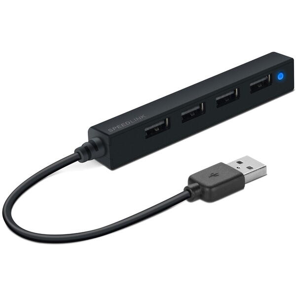 Speed Link Hub USB Speedlink SNAPPY SLIM, 4 porturi, USB 2.0, pasiv, Negru