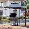 Pavilion gazebo din otel pentru gratar cu copertina Sunjoy Linas 244cm x 152cm negru/gri A103002201