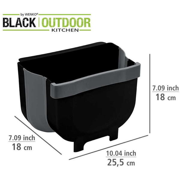 Cos de gunoi pentru usa Fago 5 litri Wenko Black Outdoor Kitchen 55028100