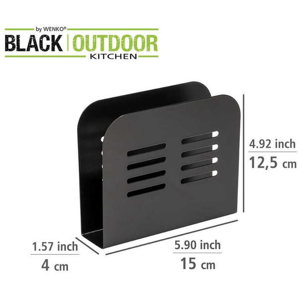 Suport pentru servetele 15 x 12,5 x 4 cm Baco Wenko Black Outdoor Kitchen 55025100