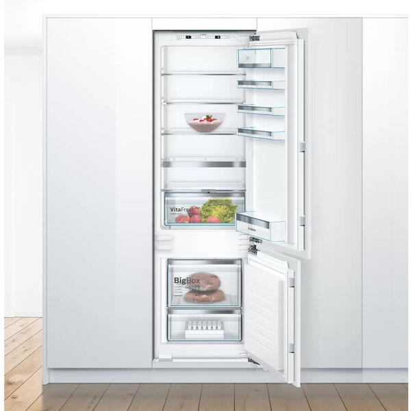 Combina frigorifica incorporabila Bosch KIS87AFE0 , 272 l, Clasa E, LowFrost, FreshSense, H 177 cm, Alb
