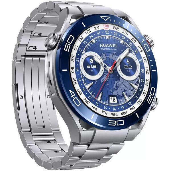 Ceas smartwatch Huawei Watch Ultimate Steel, 48cm, Albastru