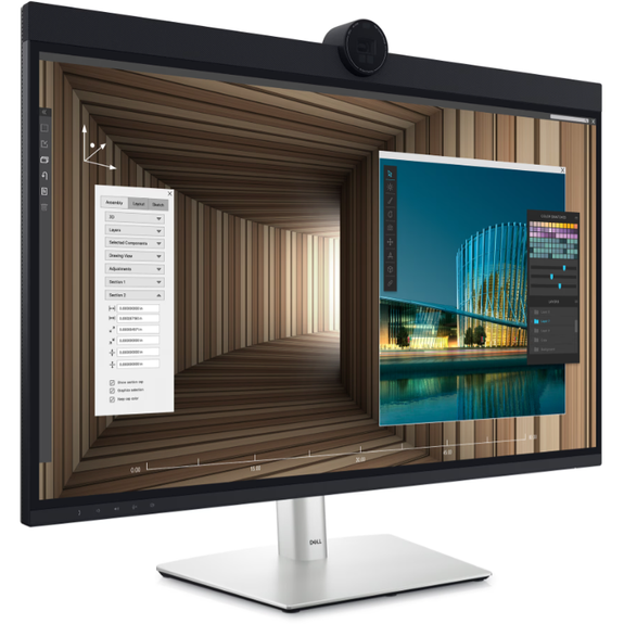 Monitor IPS LED Dell UltraSharp 31.5" U3224KBA, 6K (6144 x 3456), HDMI, Mini DisplayPort, Thunderbolt, Pivot, Boxe, Argintiu
