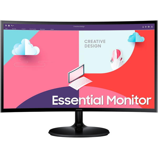 Monitor VA LED Samsung Essential S36C 24" LS24C364EAUXEN, Full HD (1920 x 1080), VGA, HDMI, AMD FreeSync, Ecran curbat, Negru