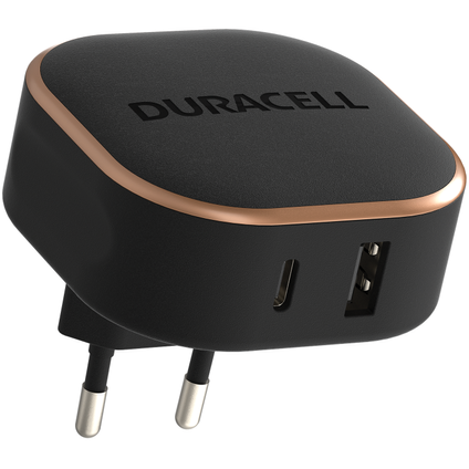 Incarator retea Duracell DRACUSB20, 30W, 1 x USB-A, 1 x USB-C, Negru