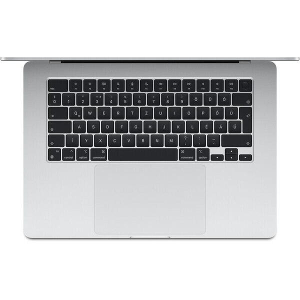 Laptop Apple MacBook Air 15" cu procesor Apple M2, 8 nuclee CPU si 10 nuclee GPU, 8GB, 512GB SSD, Silver, RO KB