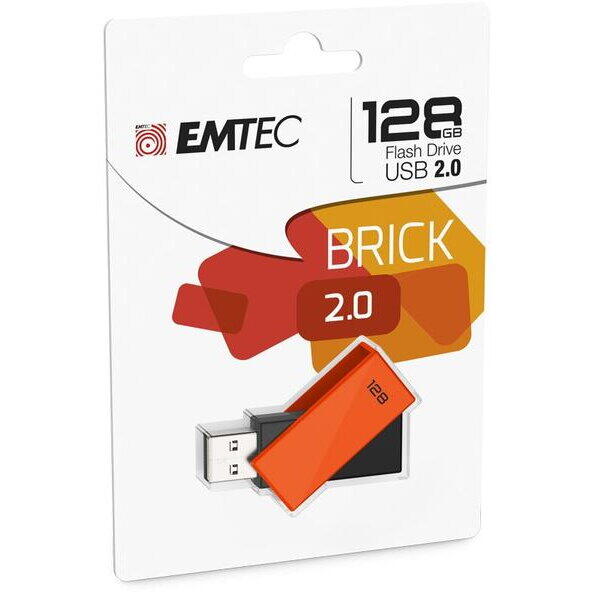 Memorie USB Emtec C350 Brick 128GB, USB 2.0, Portocaliu