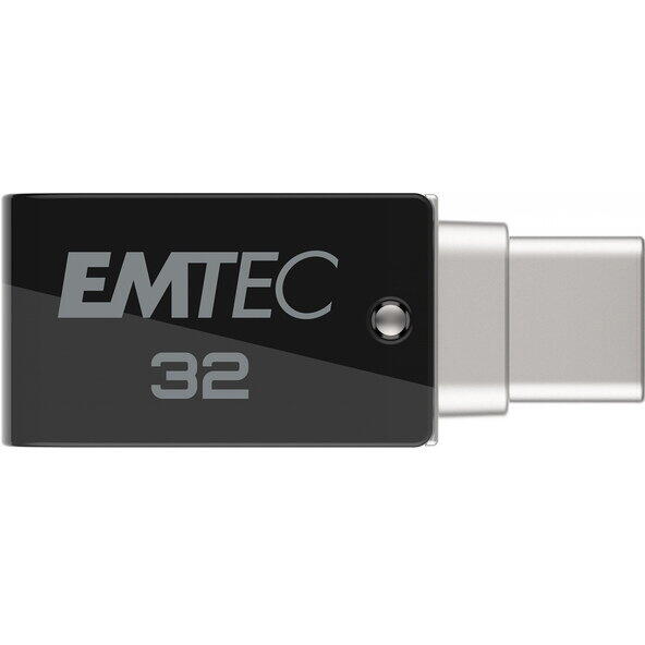 Unitate flash USB Emtec T260C 32 GB USB Type-A / USB Type-C 3.2 Gen 1 (3.1 Gen 1) Negru, oțel inoxidabil