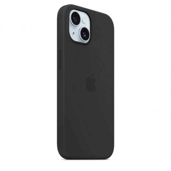 Husa telefon APPLE iPhone 15 Silicone Case cu MagSafe, Negru