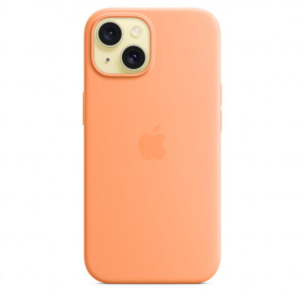 Husa telefon APPLE iPhone 15 Silicone Case cu MagSafe, Portocaliu