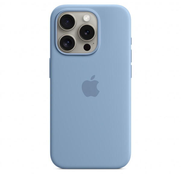 Husa telefon APPLE iPhone 15 Pro Silicone Case cu MagSafe, Albastru deschis