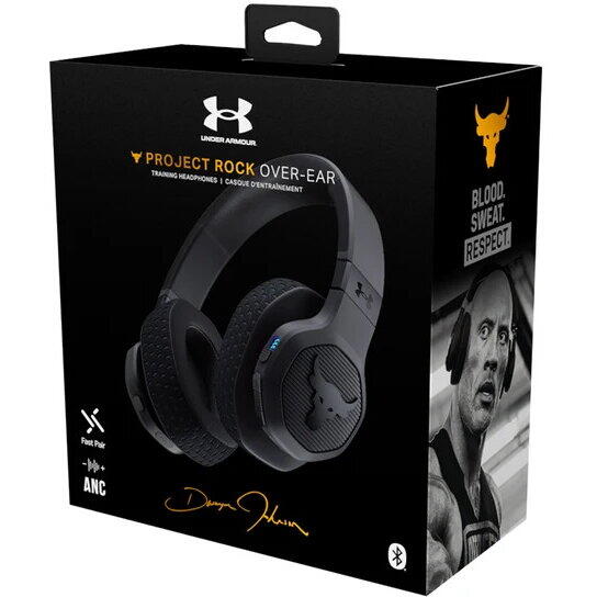 Casti Stereo Wireless Under Armour Project Rock Over-Ear Training, Bluetooth, ANC, Wateproof IPX4, Voice Control, Negru
