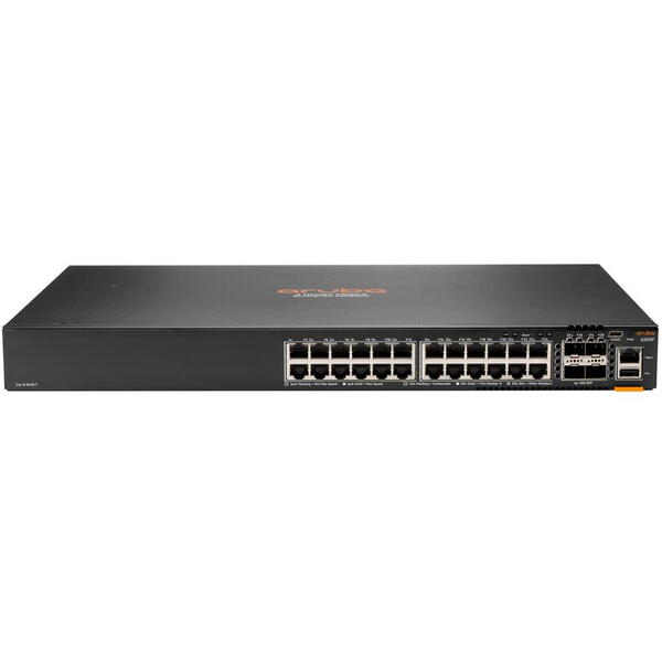 HP Hewlett Packard Enterprise Aruba 6200F 24G Class4 PoE 4SFP+ 370W Managed L3 Gigabit Ethernet (10/100/1000) Power over Ethernet (PoE) 1U Black