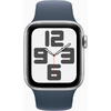 Apple Watch SE (2023), GPS, Carcasa Silver Aluminium 40mm, Storm Blue Sport Band - M/L