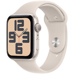 Apple Watch SE (2023), GPS, Carcasa Starlight Aluminium 44mm, Starlight Sport Band - M/L