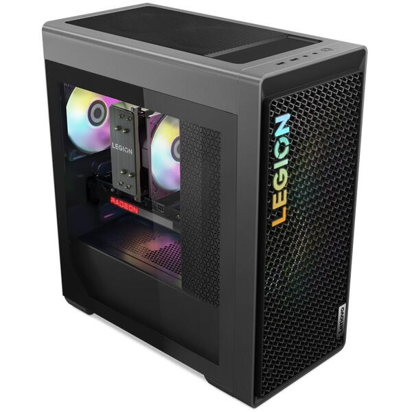 Sistem Gaming Lenovo Legion T5 26ARA8 cu procesor AMD Ryzen™ 7 7700 pana la 5.30 GHz, 32GB DDR5, 1TB SSD M.2 2280 PCIe® 4.0x4 NVMe®, NVIDIA® GeForce RTX™ 4070 12GB GDDR6X, No OS, Gri