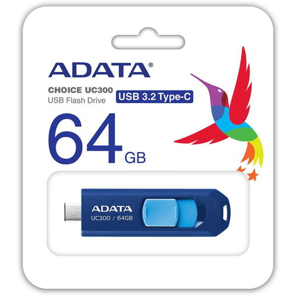Memorie externa ADATA UC300 64GB USB 3.0 Type-C, Albastru