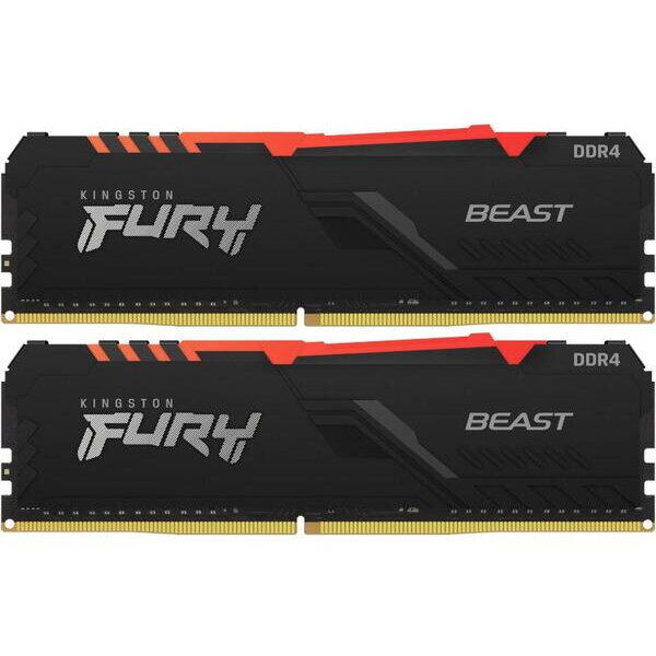Memorii Kingston FURY Beast RGB 32GB(2x16GB) DDR4 3200MHz CL16 Dual Channel Kit