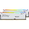 Kit Memorie Kingston Fury Beast RGB White AMD EXPO/Intel XMP 3.0, 64GB, DDR5-6000MHz, CL40, Dual Channel