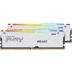 Kit Memorie Kingston Fury Beast RGB White AMD EXPO/Intel XMP 3.0, 64GB, DDR5-6000MHz, CL40, Dual Channel