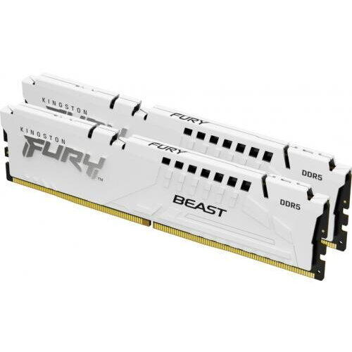 Kit Memorie Kingston Fury Beast White Intel XMP 3.0, 64GB, DDR5-6000MHz, CL40, Dual Channel