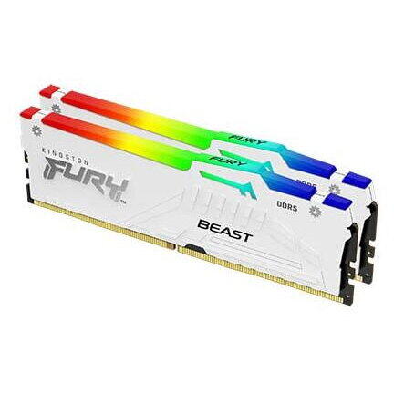 Memorii Kingston FURY Beast White RGB 64GB(2x32GB) DDR5, 5600MT/s, CL36