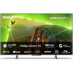 Televizor Philips AMBILIGHT tv LED 55PUS8118, 139 cm, Smart TV, 4K Ultra HD, Clasa F (Model 2023), Argintiu